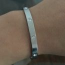 Bracelet jonc rigide en acier argenté et cristaux synthétiques. Jonc Rigide  Adolescent Adulte Femme Fille Indémodable 