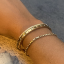 Bracelet jonc rigide en acier doré et cristaux synthétiques. Jonc Rigide  Adolescent Adulte Femme Fille Indémodable 