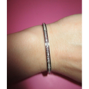 Bracelet jonc rigide en acier argenté et strass en cristaux synthétiques. Jonc Rigide Strass  Adolescent Adulte Femme Fille Indémodable 