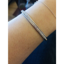Bracelet jonc rigide en acier argenté et strass en cristaux synthétiques. Jonc Rigide Strass  Adolescent Adulte Femme Fille Indémodable 