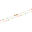 Bracelet en acier doré et perles multicolores. Perle  Adolescent Adulte Femme Fille Indémodable 