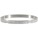 Bracelet jonc fermé en acier argenté pavé en partie de strass. Jonc Rigide Strass  Adolescent Adulte Femme Fille Indémodable 