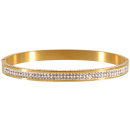 Bracelet jonc fermé en acier doré pavé en partie de strass. Jonc Rigide Strass  Adolescent Adulte Femme Fille Indémodable 