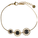 Bracelet avec 3 médaillons au motifs ajourés en acier doré surmontés de pierres de couleur.<br/>Fermoir mousqueton avec 2.5 cm de rallonge. Rond  Adolescent Adulte Femme Fille Indémodable 