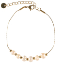 Bracelet composé d'une chaîne avec perles en acier doré et de perles d'imitation.<br/>Fermoir mousqueton avec 3 cm de rallonge. Perle  Adolescent Adulte Femme Fille Indémodable 