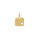 Pendentif pastille carré avec une croix ajourée en plaqué or jaune 18 carats. Ange Carré Croix  Adolescent Adulte Baptême Communion Enfant Femme Fille Garçon Gravure Homme Indémodable Mixte Religion 