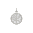 Pendentif pastille ronde avec l'arbre de vie en argent et pavée au verso de nacre. Arbre Rond  Adolescent Adulte Femme Fille Indémodable Nature Symboles 