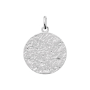 Pendentif pastille ronde surface froissée en argent 925/000 rhodié. Rond  Adolescent Adulte Femme Fille Indémodable 