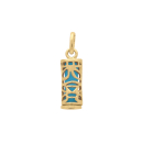 Pendentif Tiki polynésien de la sagesse en plaqué or jaune 18 carats avec un tube de turquoise. Tiki  Adolescent Adulte Femme Fille Garçon Homme Indémodable Mixte Religion Symboles 