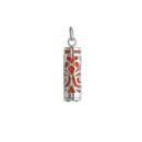 Pendentif Tiki polynésien de la force en argent 925/000 rhodié avec un tube de  corail. Polynésie Tiki  Adolescent Adulte Femme Fille Garçon Homme Indémodable Mixte Religion Symboles 