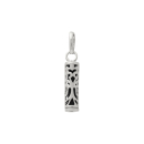 Pendentif Tiki polynésien de la force en argent 925/000 rhodié avec un tube d'onyx. Polynésie Tiki  Adolescent Adulte Femme Fille Garçon Homme Indémodable Mixte Religion Symboles 