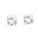 Boucles d'oreilles puces en argent 925/000 rhodié et oxydes de zirconium sertis 4 griffes. Puce Rond  Adolescent Adulte Femme Fille Indémodable 