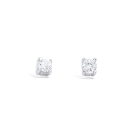 Boucles d'oreilles puces en argent 925/000 rhodié et oxydes de zirconium sertis 4 griffes. Puce Rond  Adolescent Adulte Femme Fille Indémodable 