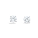 Boucles d'oreilles puces en argent 925/000 rhodié et oxydes de zirconium sertis 4 griffes. Puce Rond  Adolescent Adulte Femme Fille Indémodable 