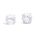 Boucles d'oreilles puces en argent 925/000 rhodié et oxydes de zirconium sertis 4 griffes. Puce Rond  Adolescent Adulte Femme Fille Indémodable 
