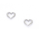 Boucles d'oreilles en argent 925/000 rhodié et oxyde de zirconium. Coeur  Adulte Amour Femme Indémodable 