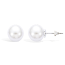 Boucles d'oreilles puces en argent 925/000 rhodié et perles blanches synthétiques. Perle Puce  Adolescent Adulte Femme Fille Indémodable 