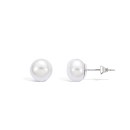 Boucles d'oreilles puces en argent 925/000 rhodié et perles aplaties blanches synthétiques. Perle Puce  Adolescent Adulte Femme Fille Indémodable 