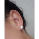 Boucles d'oreilles puces en argent 925/000 rhodié et perles aplaties blanches synthétiques. Perle Puce  Adolescent Adulte Femme Fille Indémodable 