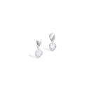 Boucles d'oreilles en argent 925/000 rhodié tenant un oxyde de zirconium blanc.  Adolescent Adulte Femme Fille Indémodable 