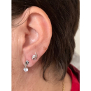 Boucles d'oreilles en argent 925/000 rhodié tenant un oxyde de zirconium blanc.  Adolescent Adulte Femme Fille Indémodable 