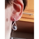 Boucles d'oreilles en argent 925/000 rhodié et perles synthétiques grises. Boule Goutte Perle  Adolescent Adulte Femme Fille Indémodable 