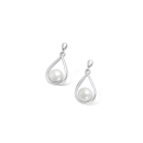 Boucles d'oreilles en argent 925/000 rhodié et perles synthétiques blanches. Boule Goutte Perle  Adolescent Adulte Femme Fille Indémodable 