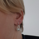 Boucles d'oreilles en argent 925/000 rhodié et perles synthétiques blanches. Boule Goutte Perle  Adolescent Adulte Femme Fille Indémodable 