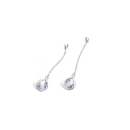 Boucles d'oreilles gouttes en argent 925/000 rhodié et oxyde de zirconium violet. Goutte Pendantes  Adolescent Adulte Femme Fille Indémodable 