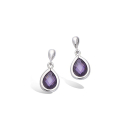 Boucles d'oreilles gouttes en argent 925/000 rhodié et oxyde de zirconium violet. Goutte  Adolescent Adulte Femme Fille Indémodable 