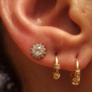 Boucles d'oreilles en argent 925/000 rhodié et oxyde de zirconium. Rond Solitaire  Adolescent Adulte Femme Fille Indémodable 