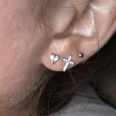 Boucles d'oreilles Croix en argent 925/000 rhodié et oxydes de zirconium. Croix  Adolescent Adulte Femme Fille Indémodable Religion Symboles 