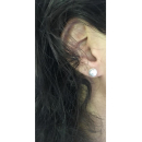 Boucles d'oreilles en argent 925/000 rhodié surmontées de perles synthétiques blanches. Boule Perle  Adolescent Adulte Femme Fille Indémodable 