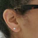 Boucles d'oreilles en argent 925/000 rhodié et perles d'eau douce. Boule Perle  Adolescent Adulte Femme Fille Indémodable 