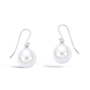 Boucles d'oreilles pendantes en argent 925/000 rhodié et perles blanches. Pendantes Perle  Adolescent Adulte Femme Fille Indémodable 