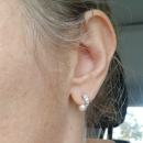 Boucles d'oreilles en argent 925/000 rhodié, oxyde de zirconium et verre. Boule Perle  Adulte Femme Indémodable Mariage 