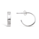 Boucles d'oreilles créoles en argent 925/000 rhodié et étoiles en oxydes de zirconium. Créoles Etoile  Adolescent Adulte Femme Fille Indémodable Nature 