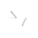 Boucles d'oreilles barres en argent 925/000 rhodié et en oxydes de zirconium. Puce Strass  Adolescent Adulte Femme Fille Indémodable 
