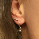 Boucles d'oreilles barres en argent 925/000 rhodié et en oxydes de zirconium. Puce Strass  Adolescent Adulte Femme Fille Indémodable 