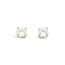 Boucles d'oreilles puces en forme de tulipe en plaqué or et oxydes de zirconium sertis griffes. Puce Rond  Adolescent Adulte Enfant Femme Fille Indémodable 