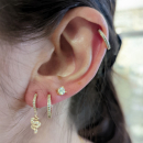 Boucles d'oreilles puces en plaqué or et oxydes de zirconium sertis 4 griffes. Puce Rond  Adolescent Adulte Enfant Femme Fille Indémodable 