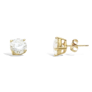 Boucles d'oreilles puces en plaqué or et oxydes de zirconium sertis 4 griffes. Puce Rond  Adolescent Adulte Femme Fille Indémodable 