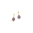 Boucles d'oreilles gouttes en plaqué or et oxyde de zirconium violet. Goutte  Adolescent Adulte Femme Fille Indémodable 