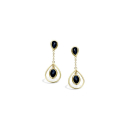 Boucles d'oreilles gouttes en plaqué or et oxyde de zirconium noir. Goutte Pendantes  Adolescent Adulte Femme Fille Indémodable 
