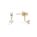 Boucles d'oreilles en plaqué or et oxyde de zirconium. Carré Pendantes  Adolescent Adulte Femme Fille Indémodable 