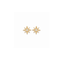 Boucles d'oreilles puces en forme d'étoile en plaqué or jaune 18 carats serties d'un oxyde de zirconium blanc. Etoile Puce Strass  Adolescent Adulte Femme Fille Indémodable Nature 