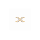 Boucles d'oreilles puces en forme croissant de lune en plaqué or jaune 18 carats pavées d'oxydes de zirconium blancs. Puce Strass  Adolescent Adulte Femme Fille Indémodable 