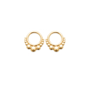 Boucles d'oreilles pendantes en forme de cercle avec des points ronds en plaqué or jaune 18 carats. Cercle Pendantes Rond  Adolescent Adulte Femme Fille Indémodable 