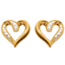 Boucles d'oreilles en plaqué-or et oxyde de zirconium. Coeur  Adulte Amour Femme Indémodable 