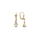 Boucles d'oreilles en plaqué-or, oxyde de zirconium et perle d'imitation. Boule Perle  Adulte Femme Indémodable 